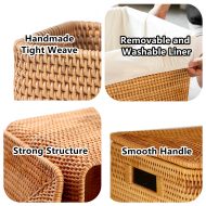 Custom size rattan woven storage baskets with liner and lid,rattan woven storage box, home decor