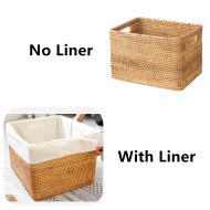 Custom size rattan woven storage baskets with liner and lid,rattan woven storage box, home decor
