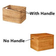 Custom size rattan woven storage baskets with liner and lid,rattan woven storage box, home decor