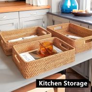 Custom size rattan woven storage baskets with liner and lid,rattan woven storage box, home decor