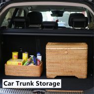Custom size rattan woven storage baskets with liner and lid,rattan woven storage box, home decor