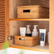 Handmade Rectangle Woven Rattan Basket With Lid and Wicker Basket for Home 5