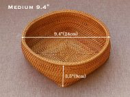 Handmade Square Bottom Circle Woven Fruit Wood Rattan Tray Basket Medium