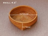 Handmade Square Bottom Circle Woven Fruit Wood Rattan Tray Basket Small