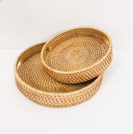 Round Rattan Serving Tray With Handle 1