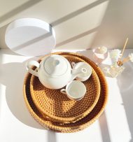 Round Rattan Serving Tray With Handle Living Decor