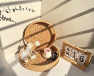 Round Rattan Serving Tray With Handle Living Decor