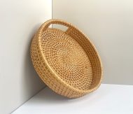 Round Rattan Serving Tray With Handle cheap